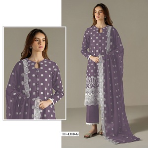Dernière collection d'été Robe culturelle indienne pakistanaise longue style Salwar Kameez en broderie georgette pure pour fêtes d'anniversaire - Product Image 4