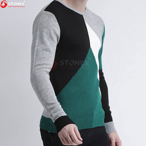 Pull-over en polyester personnalisé pour hommes, couleur unie, anti-rides, col rond pour l'hiver 100%, pull tricoté décontracté en polyester - Product Image 4