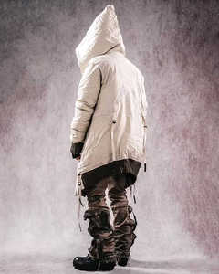 OEM Service New Men's Overhead Light Weight Cyberpunk Techwear Jacket <b>Japanese</b> Streetwear Zip-up Canvas Long Hooded Jacket - Product Image 4