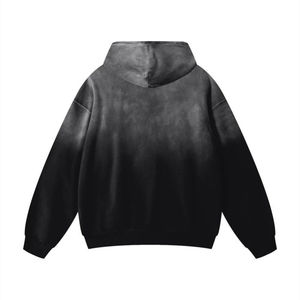 Pull à capuche en éponge française 100% coton pour hommes, style baggy avec impression numérique sur les épaules tombantes pour le printemps - Product Image 2