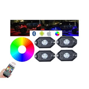 Mini RGB luce Rock Bluetooth APP sensore musicale Kit con 4 luci LED 12V 24V IP68 sottoscocca per Jeep Off Road SUV Boat - Car - Product Image 1