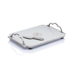 Plateau de service en marbre naturel de meilleure qualité poignée en métal forme rectangulaire pour la maison cuisine décor de table de noël service de petit déjeuner - Product Image 5