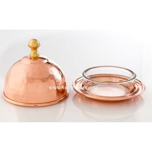 Platos de mantequilla de cocina chapados en cobre de forma redonda de la mejor calidad Diseño clásico Artículos de mesa hechos a mano Platos de mantequilla medianos - Product Image 1