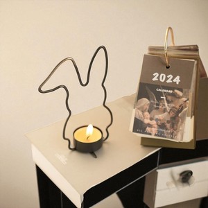 Soporte de vela con forma de conejito ecológico hecho a mano de diseño moderno de hierro negro para Pascua y Navidad decoración del hogar - Product Image 6