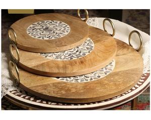 Bandeja de Madera de Estilo Vintage con Incrustaciones de Hueso para Servir, Decoración del Hogar, Utensilios de Cocina con Incrustaciones de Hueso - Product Image 1