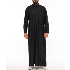 2025 Style col montant brillant Polyester musulman hommes Thobe hommes Abaya pour hommes pour hommes en gros - Product Image 5