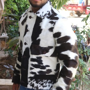 Custom Real Cow Skin Hair-On Fringe-Style Leather Jackets Handmade Western-Coat Cowgirl Style Real Cow-Skin Jackets - Product Image 5