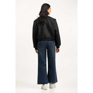 Blouson Bomber Durable pour Femme WM-JKT-WS24-096 Col Montant Logo Personnalisé Doublure Spandex Tissu en Cuir PU Tissé Tailles - Product Image 6