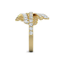 Bague en diamant Dazzle Curve pour femme de JEWELLERY PLANET, or jaune 14 carats, certifiée IGI, poids 2,9 g, clarté VS