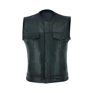 Gilet de moto personnalisable en cuir de vachette véritable pour hommes nouveau gilet de qualité pour moto décontractée - Product Image 2