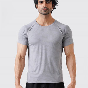 T-shirts sportifs personnalisés pour hommes, couleur unie, grande taille, coupe ajustée, 100% coton biologique, respirant, séchage rapide, vêtements de sport - Product Image 4