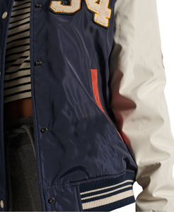 Chaqueta Universitaria de Lona con Rayas Invernales, Personalizable con Bordado e Impresión, para Equipos de Béisbol, Color Personalizado, Impermeable - Product Image 2