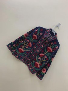 Blue Floral Velvet Short Jacket Embroidered Coat Festival Jacket Warm Winter Jacket Unisex Jacket Gift For <b>Wife</b> Bridal Jacket - Product Image 2