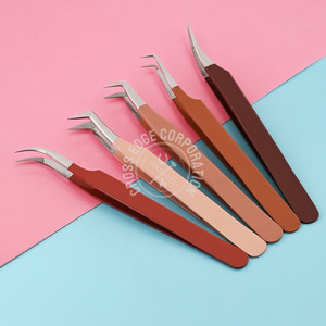 Best 90 Degree Tip & X Shape Fiber Tip Lash Tweezers Boot Volume Eyelash Extension Tweezers Curved Lash Extension Tweezer - Product Image 2