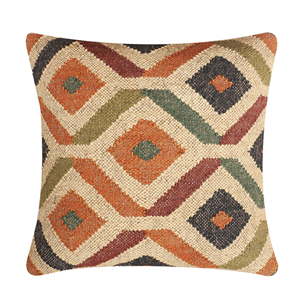 Alfombras JAIPUR KILIM, Alfombras Turcas Modernas de Lana y Yute Hechas a Mano, Ecológicas, con Patrón Geométrico, Fundas de Almohada Personalizables, Estilo Rústico Lumbar - Product Image 1