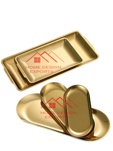 Dernier modèle de plateau de table en métal doré et en verre décoratif Plateau en métal de luxe pour la maison, l'hôtel Plateau en métal au tarif de gros - Product Image 6