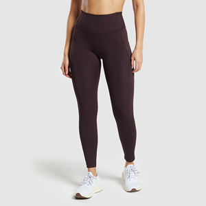 Mallas de gimnasio sin costuras de cintura alta para mujer, pantalones de Yoga de compresión con entrenamiento elástico, ropa deportiva informal, estilo sólido - Product Image 1