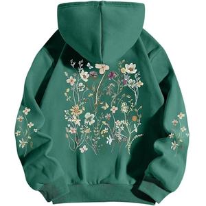 Superventas de mujer 100% algodón manga larga hombro pendiente cuello redondo estampado cómodo pulóver Sudadera CON CAPUCHA DE Bangladesh - Product Image 1