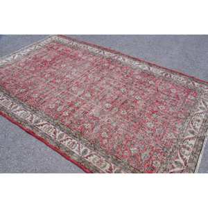 Alfombra turca Vintage área grande 6,7X10,4 pies respaldo de látex de lana verde rojo nuevo diseño de pasillo rectangular abstracto para decoración de habitación - Product Image 3