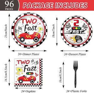 Deux assiettes et serviettes rapides Décorations de fête de voiture de course Sports de course Thème Deux rapides Enfants Garçons Fournitures d'<span class=keywords><strong>anniversaire</strong></span> Faveurs - Product Image 3