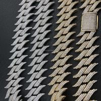Vente en gros de chaîne cubaine à 3 rangs d'épines pour homme, bijoux hip hop, collier à chaîne à maillons cubains Miami en argent plaqué or S925