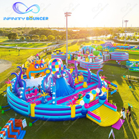 Terrain de jeu de trampoline d'amusement gonflable extérieur commercial parcours d'obstacles personnalisé grand parc gonflable de Hous de rebond