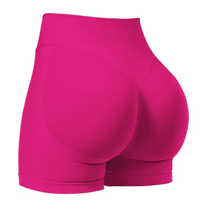 Vente en gros Short de yoga d'été respirant et confortable pour femme de couleur unie taille haute élastique coupe ajustée style moto et motard - Product Image 4