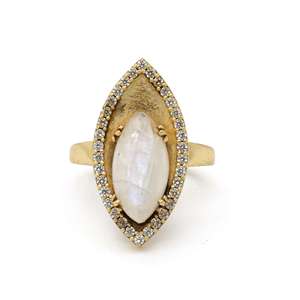 Boho <b>Moonstone</b> <b>Ring</b> Brass Jewelry for Women 18k Gold Plated Marquise Design Wholesale <b>Rings</b> - Product Image 5