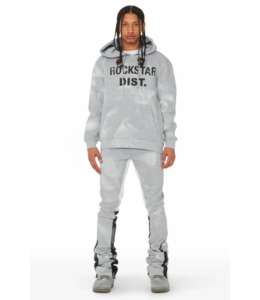Flared Sweatpants and Hoodie Set Men Dtg Printing Acid Wash Hoodie and Jogger Set Custom Hoodies and Sweat <b>Pants</b> Set - Product Image 1