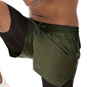 Shorts de course athlétiques personnalisés pour hommes, vert olive, séchage rapide, avec cordon de serrage à la taille et poches pour une tenue active - Product Image 1