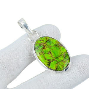 ทองแดงสีเขียวพลอยเทอร์ควอยซ์งานแต่งงานของขวัญที่ดีที่สุดสําหรับสาว 925 จี้เงินสเตอร์ลิงพร้อมแสตมป์ 925 จี้เงินเครื่องประดับ - Product Image 1