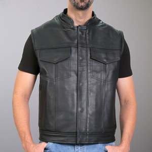 Gilet de motard en cuir pour hommes en gros | Gilet d'équitation de moto classique | Gilet de cavalier durable de haute qualité à vendre - Product Image 1