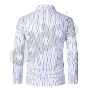 Camiseta de manga larga a la moda para hombre para POLO, camiseta de talla grande con estampado de letras lavadas y cuello de lunares - Product Image 3
