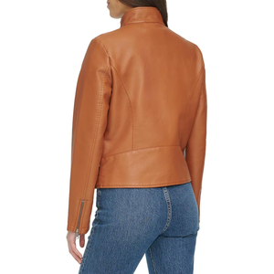 Veste universitaire de moto à la mode pour femmes en gros manteau de motard en cuir XL respirant avec tenues de mode de moto zippées - Product Image 4