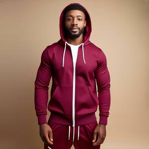 À la mode Full Zip Hoodies Hommes 100% Coton Tech Polaire Stripe Lourd Coupe-Vent Survêtement Jogger Loose Fit Ayat Export - Product Image 6