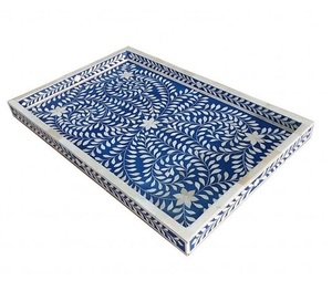 Bandeja con incrustaciones de hueso, bandeja de servicio hecha a mano india de lujo y alta calidad, precio directo de fábrica - Product Image 3