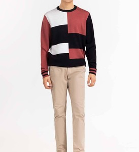 Pull pour hommes col rond 100% coton couleur unie pull automne et hiver pull décontracté à manches longues - Product Image 1