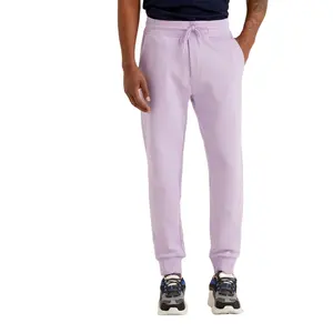 Celana olahraga katun polos warna ungu pria kedatangan musim dingin celana Jogging disesuaikan Terry Prancis pria dalam MOQ rendah