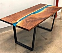 Pophorizon Table Centrale de Canapé de Style Moderne avec Pied Table en Bois de Résine Époxy Live Edge River Table en Bois en Gros