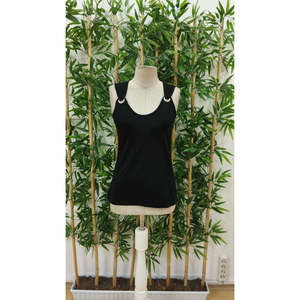 Blusa de viscosa con tirantes y cuello en V para mujer, con detalle de ojales, 36265 - Negro - Product Image 4