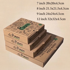 Boîtes à pizza en carton ondulé kraft écologiques et recyclables avec logo personnalisé, plusieurs tailles de 7 à 12 pouces, pour la livraison de plats à emporter - Product Image 3