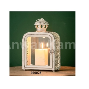 Decorative <b>Silver</b> Metal American Style Handmade Christmas Candle <b>Lantern</b> for Home Decoration - Product Image 2