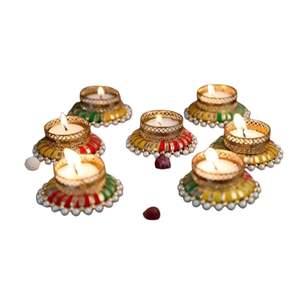 Supports de lumière de thé d'ambiance rougeoyante d'or avec le matériel de MDF et la taille adaptée aux mariages et aux événements de partie - Product Image 1