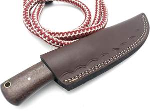 Handmade Damascus Skinner Hunting & Camping <b>Knife</b> with Full Tang Leather Sheath Rose Wood <b>Handle</b> OEM Supported 3-Year Warranty - Product Image 6