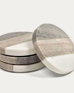 Ensemble de sous-verres et d'assiettes à thé en marbre en bois faits à la main de qualité supérieure conçus pour servir du café et du thé élégants dans les maisons, les bureaux et les hôtels - Product Image 5