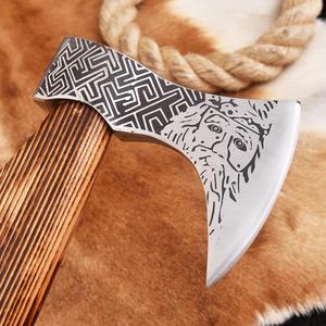 Hachas Damasco de Alta Calidad Hechas a Medida con Funda de Cuero y Mango de Madera, Cuchillo Hacha Personalizado en Venta - Product Image 6