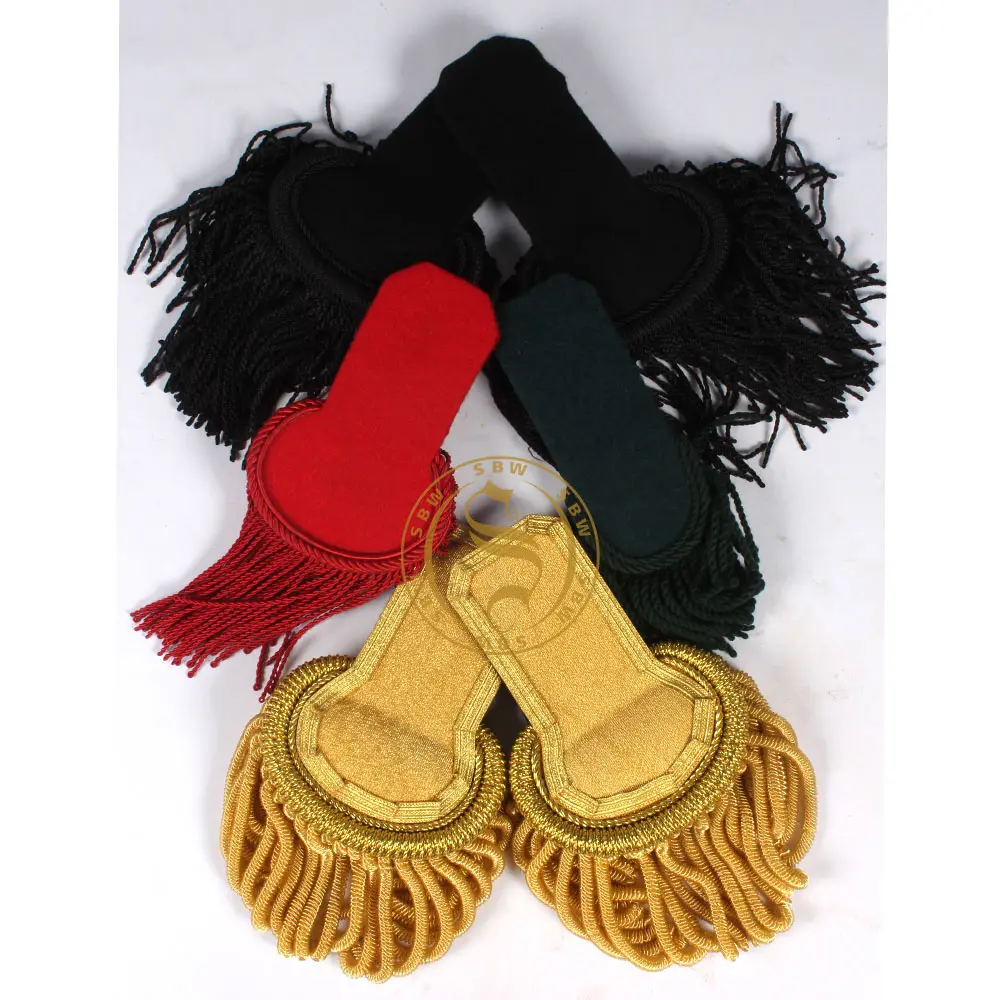 Epaulette aksesori seragam produsen OEM sesuai pesanan OEM Epaulets bordir marching band Epaulette