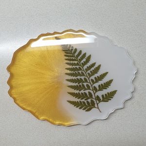 Ensemble de sous-verres en bois artistique avec flocons métalliques intégrés et tapis carrés modernes faits à la main à paillettes pour les cadeaux de Table de salon - Product Image 3