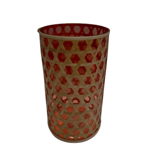 Décoration de la maison attrayant verre clair enduit canne et verre fait forme ronde votive titulaire nouveau Design vide bougie pot - Product Image 2