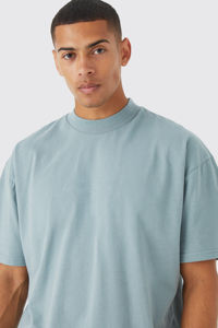 T-shirt surdimensionné pour homme, poids lourd, logo personnalisé, fabriqué au Pakistan, style ample, col étendu, tissu tricoté à séchage rapide - Product Image 2